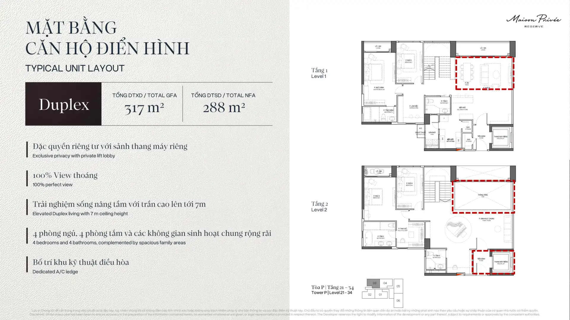Layout Căn hộ Duplex Tòa P