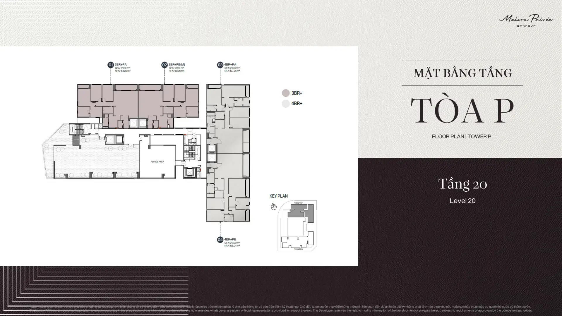 Mặt bằng tầng điển hình Tòa P Maison Privée tầng 20