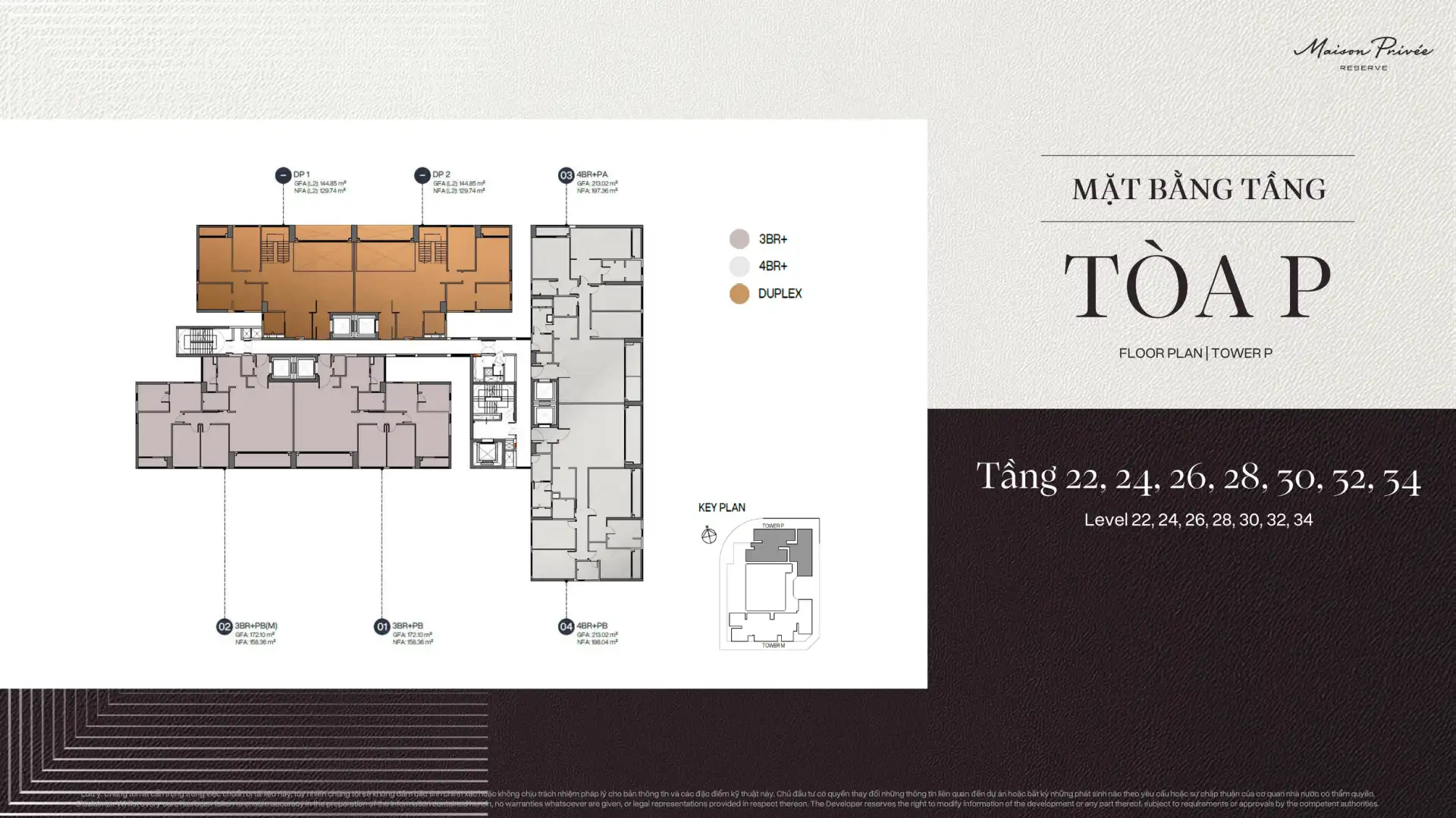 Mặt bằng tầng điển hình Tòa P Maison Privée tầng 22-24-26-28-30-32-34