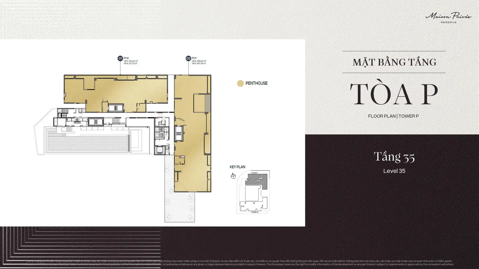 Mặt bằng tầng điển hình Tòa P Maison Privée tầng 35